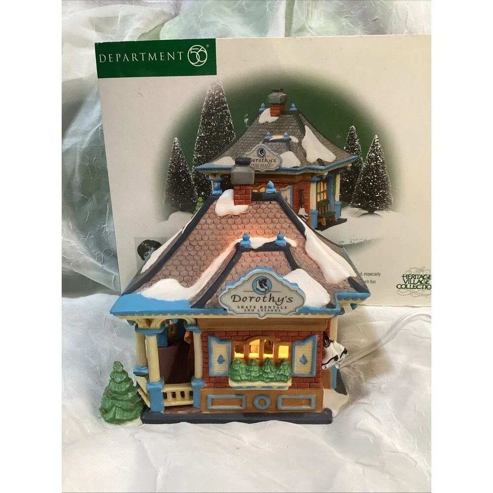 Dept 56 Christmas Lighted House Dorthy's Skate Rental Heritage Collection 1999